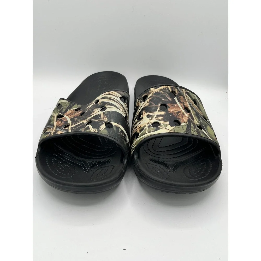 Crocs Classic Slide Men Sz 13 Black Realtree Edge Camo Sandal 206121-060